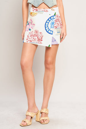 SUMMER PORCELAIN WOVEN SKORT