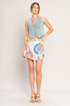 SUMMER PORCELAIN WOVEN SKORT