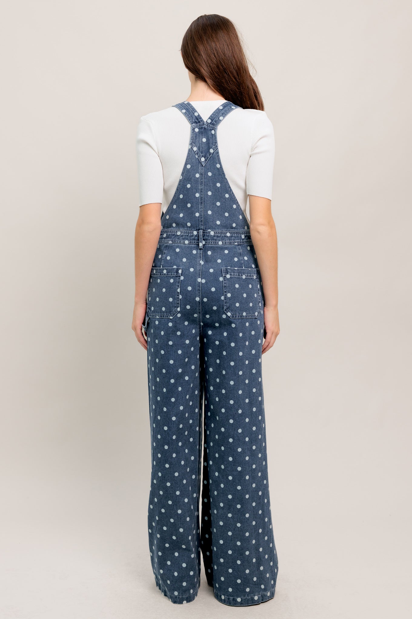 EVERYDAY POLKA OVERALL DENIM JUMPSUIT