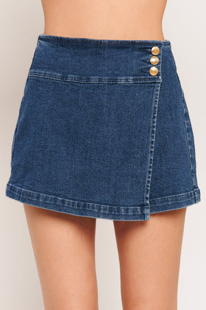 TEXTURE PLAY DENIM SKORT