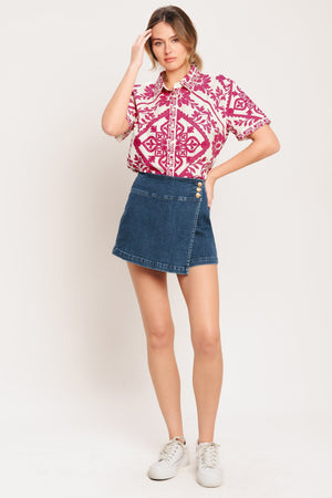 TEXTURE PLAY DENIM SKORT