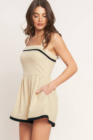 LOVELY LINE WOVEN ROMPER