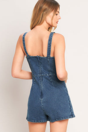 FIRST DATE DENIM SKORT ROMPER