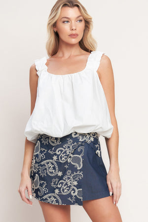 HANDCRAFTED FEEL EMBROIDERY SKORT