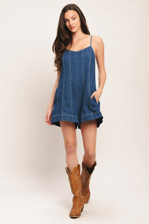 FRONTIER FLIRT LIGHTWEIGHT DENIM ROMPER