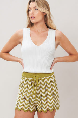 Sunset Stitch Crochet Knit Shorts