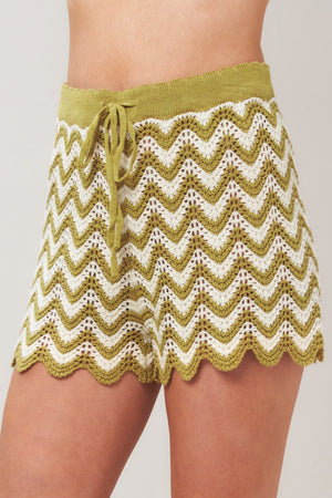 Sunset Stitch Crochet Knit Shorts