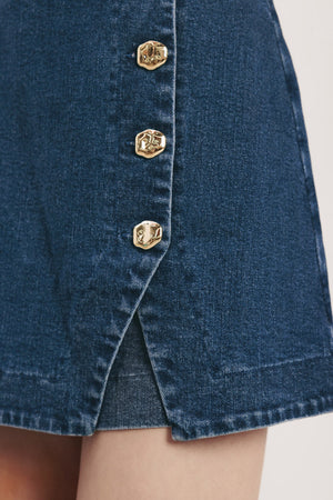 MIDNIGHT DENIM SKORT ROMPER
