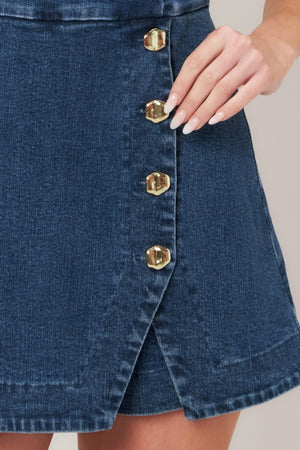 Midnight Denim Skort Romper