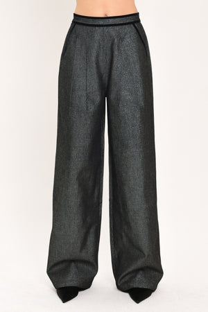 METALLIC HOURGLASS WOVEN WIDE LEG PANTS