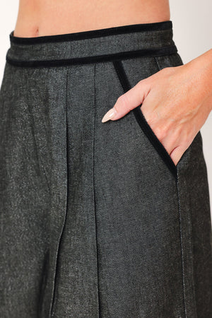METALLIC HOURGLASS WOVEN WIDE LEG PANTS