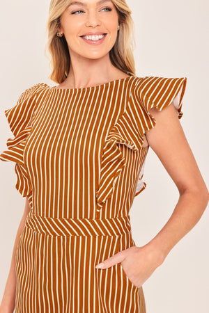 CINNAMON STRIPE WOVEN SKORT ROMPER
