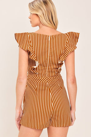 CINNAMON STRIPE WOVEN SKORT ROMPER
