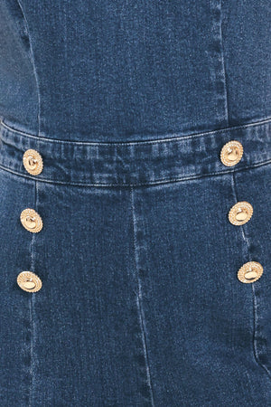 BLUE JEAN HALTER DENIM JUMPSUIT