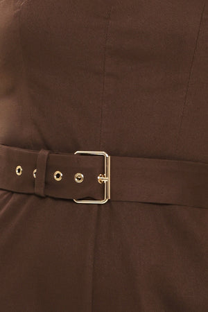 TOFFEE SWEETHEART WOVEN JUMPSUIT