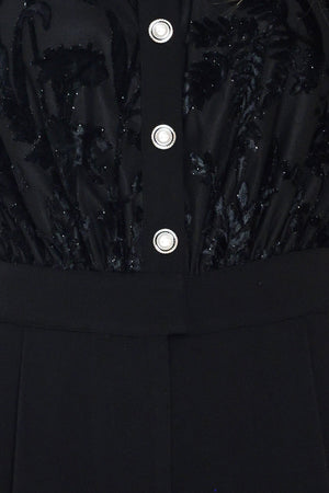 AFTER DARK BLACK BURNOUT VELVET WIDE-LEG JUMPSUIT