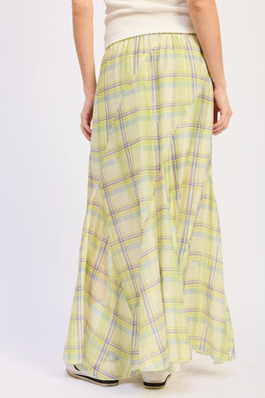 Drawstring Maxi Skirt With Waist Asymmetrical Seams