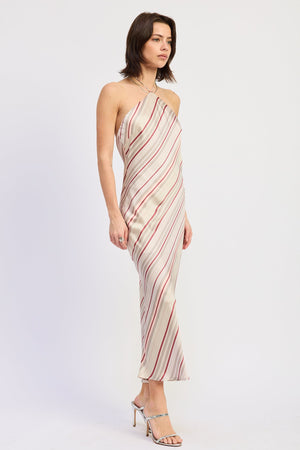 Halter Midi Satin Dress