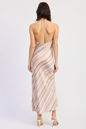 Halter Midi Satin Dress