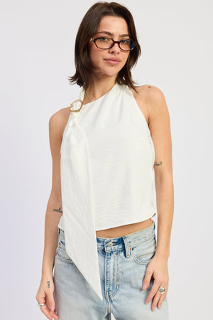 One Shoulder Top with Scarf Detail