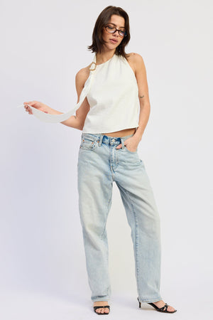 One Shoulder Top with Scarf Detail