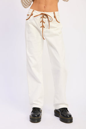 Flared Mid Rise Ivory Jeans