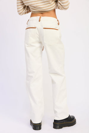 Flared Mid Rise Ivory Jeans
