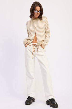 Flared Mid Rise Ivory Jeans