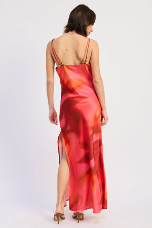 Cowl Neck Maxi Satin Dress