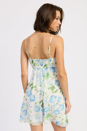 V-Neck Chiffon Mini Dress With Ruffle Detail