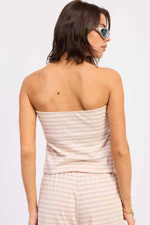 Striped Jersey Knit Tube Top - Pink or Avocado