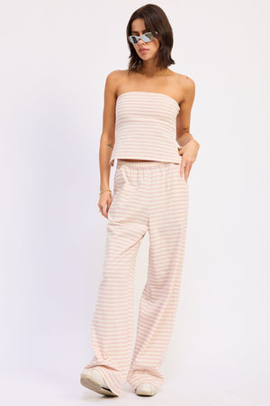 Striped Jersey Knit Tube Top - Pink or Avocado