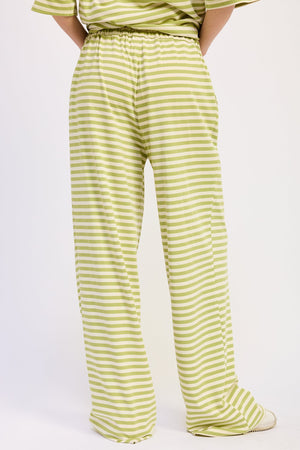 Striped Elastic Waistband Pants