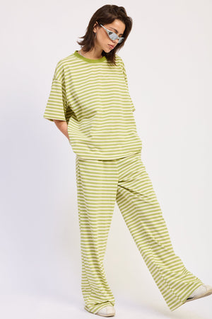 Striped Elastic Waistband Pants