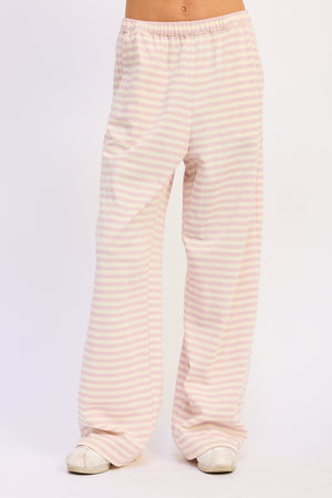 Striped Elastic Waistband Pants