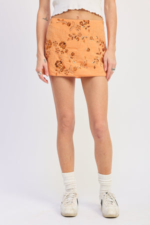 Low Rise Mini Skirt - Rose Pink, Aqua Blue