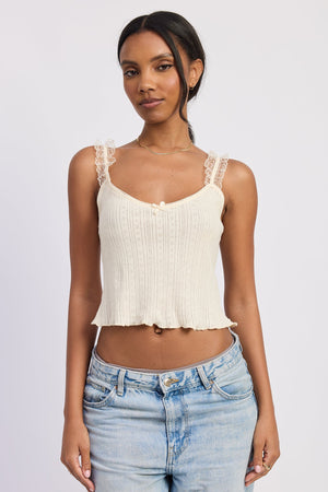 Lace Detail Pointelle Tank Top