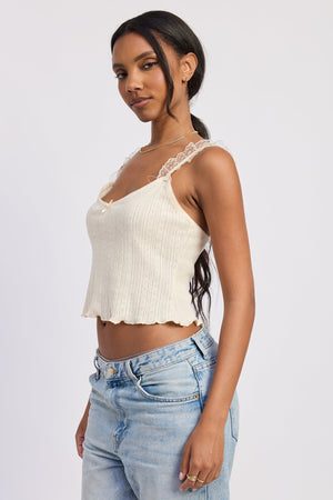 Lace Detail Pointelle Tank Top