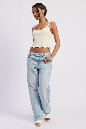 Lace Detail Pointelle Tank Top