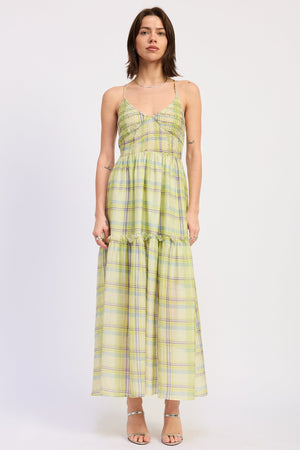 Spaghetti Strap Maxi Dress - Lime Green