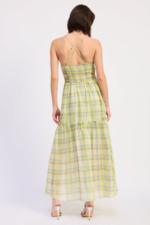 Spaghetti Strap Maxi Dress - Lime Green