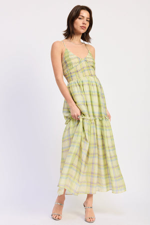 Spaghetti Strap Maxi Dress - Lime Green