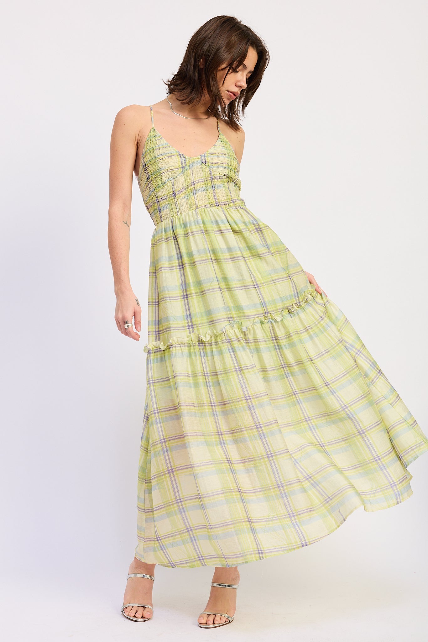 Spaghetti Strap Maxi Dress - Lime Green
