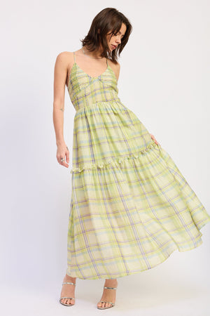 Spaghetti Strap Maxi Dress - Lime Green