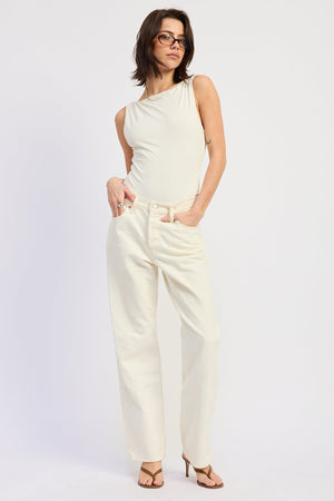 Sleeveless Boat Neck Bodysuit With Back Trim Detail