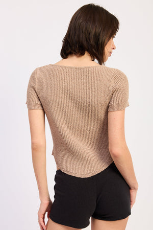 Square Neck Ribbed Crop Top
