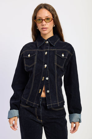 Button Up Long Sleeve Denim Jacket&nbsp;