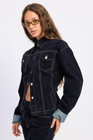 Button Up Long Sleeve Denim Jacket&nbsp;
