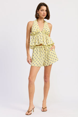 Flared Shorts With Cinched Waist