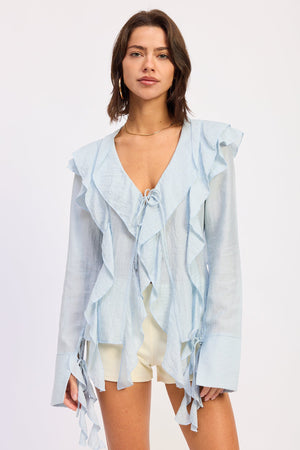 Tie Front Ruffled Top